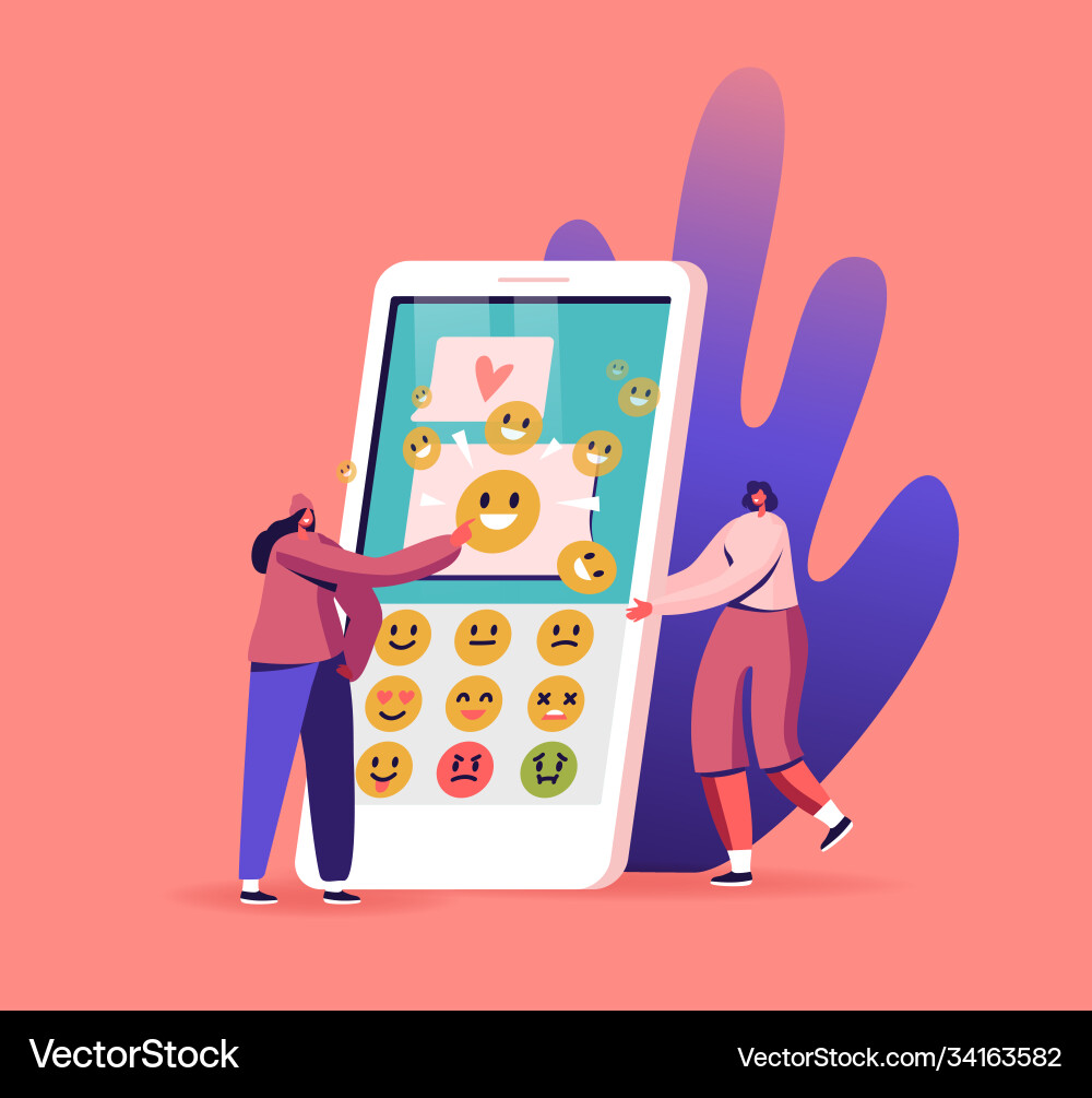 Female characters sending text messages mobile Female characters sending text messages mobile vector image