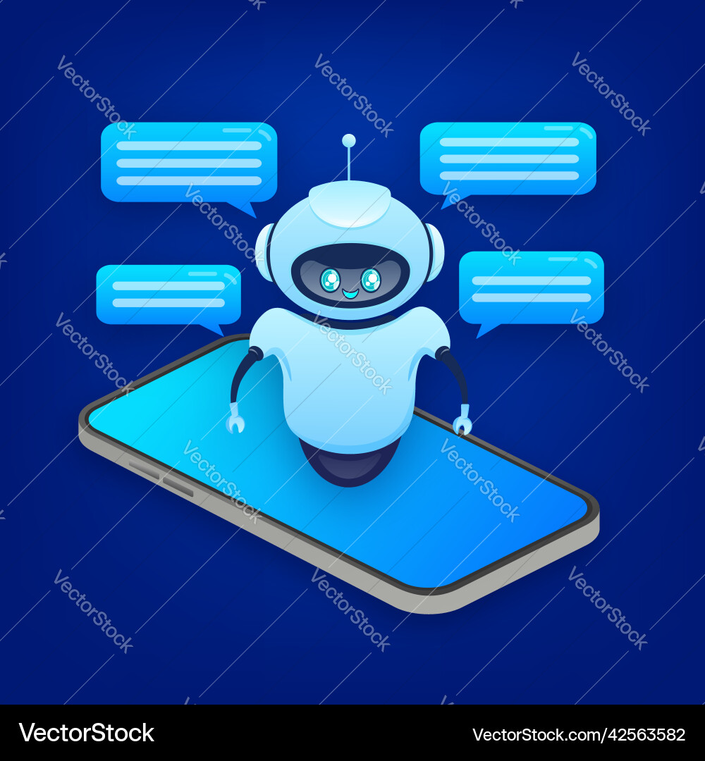Flat chat bot for web design isometric Flat chat bot for web design isometric vector image