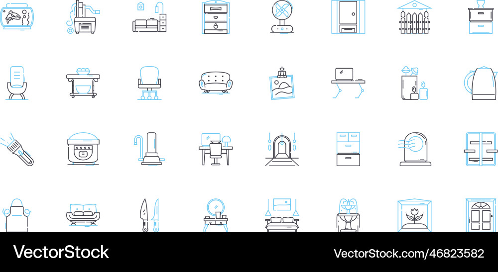 Graphic architecture linear icons set design vector image