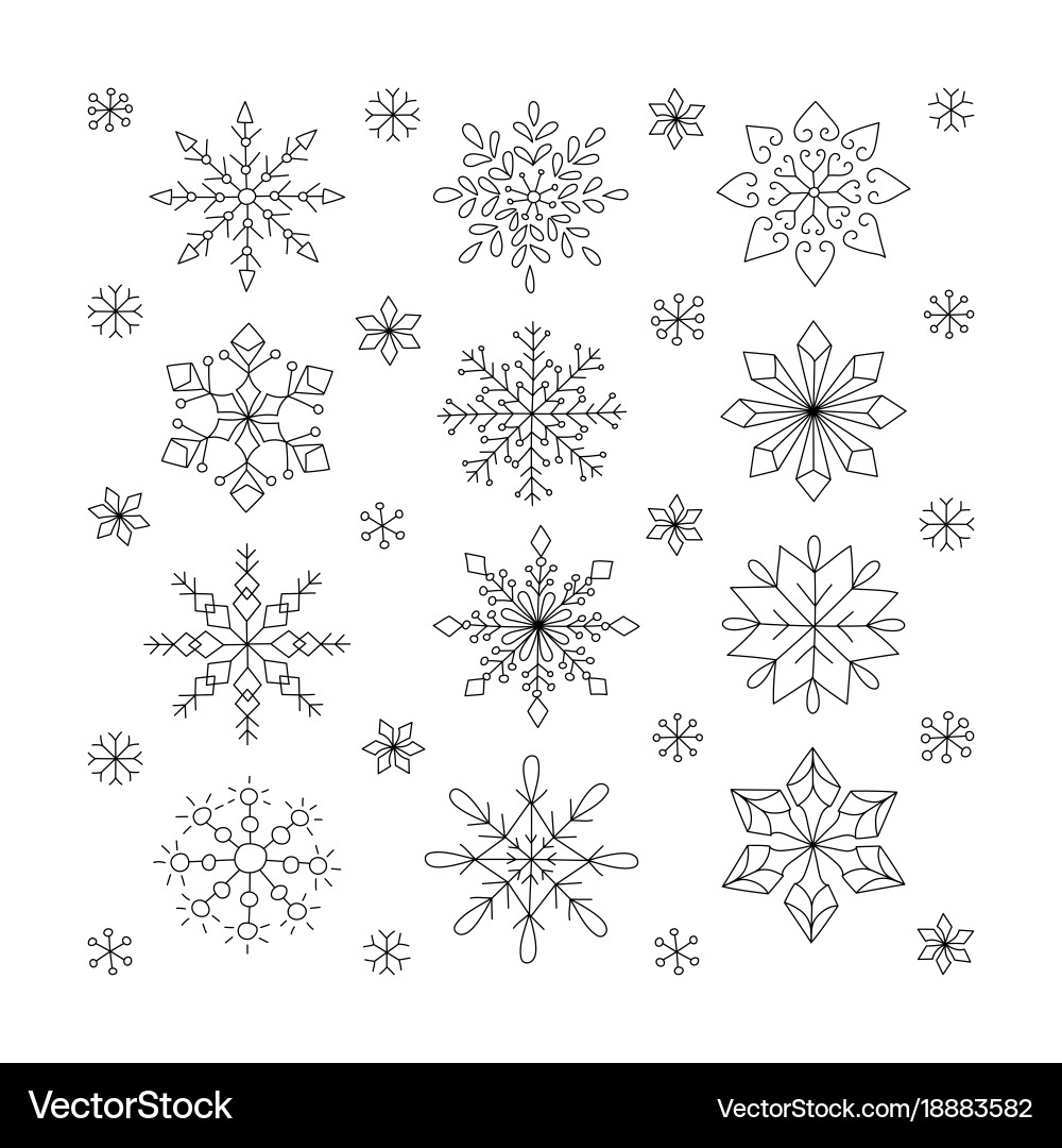 Hand drawn snowflakes doodle unique vector image