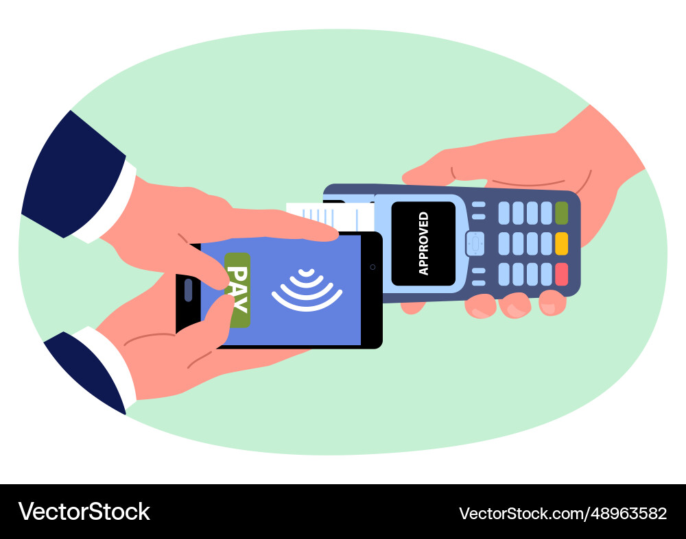 Man using nfc technology from his mobile phone Man using nfc technology from his mobile phone vector image