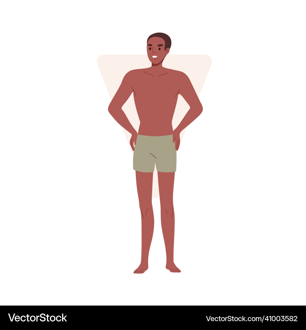 Man with inverted triangle body shape happy Man with inverted triangle body shape happy Vector Image