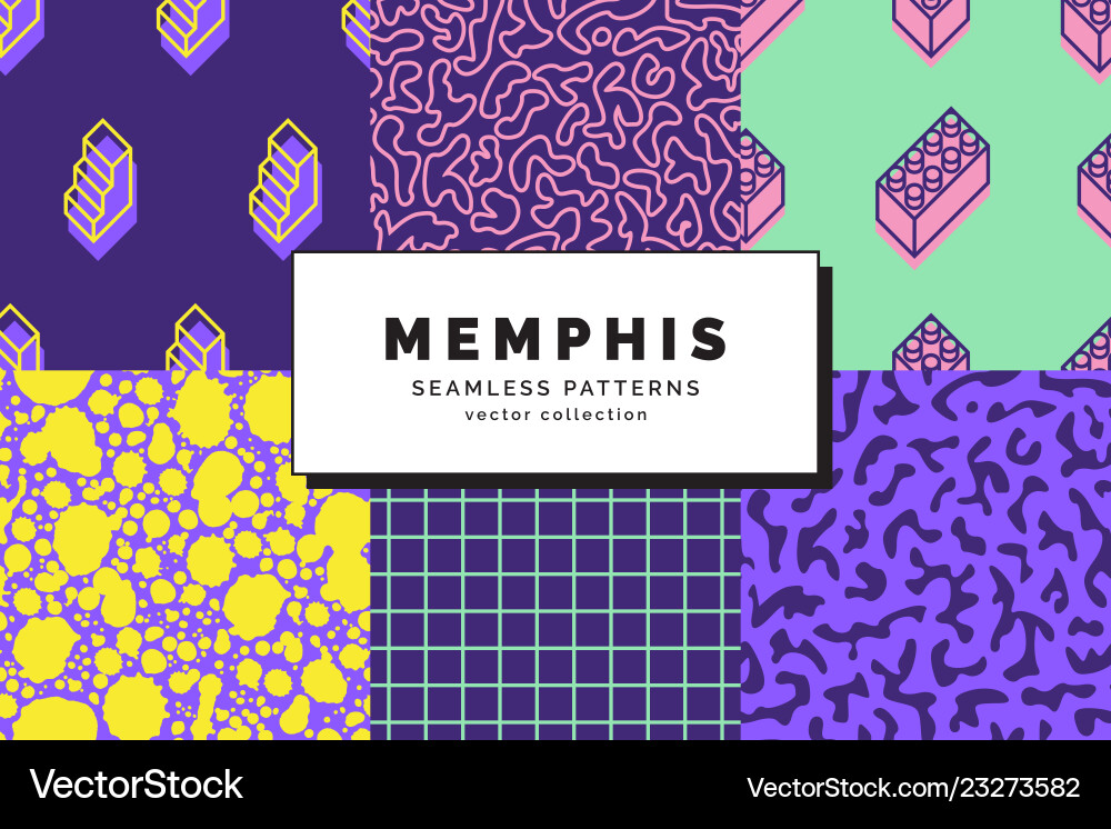 Memphis Style Pattern Set vector image