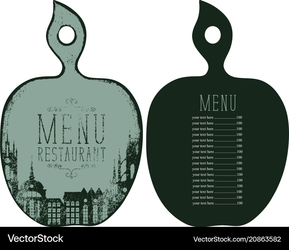 Menu in the form of cutting board with price list Menu in the form of cutting board with price list vector image