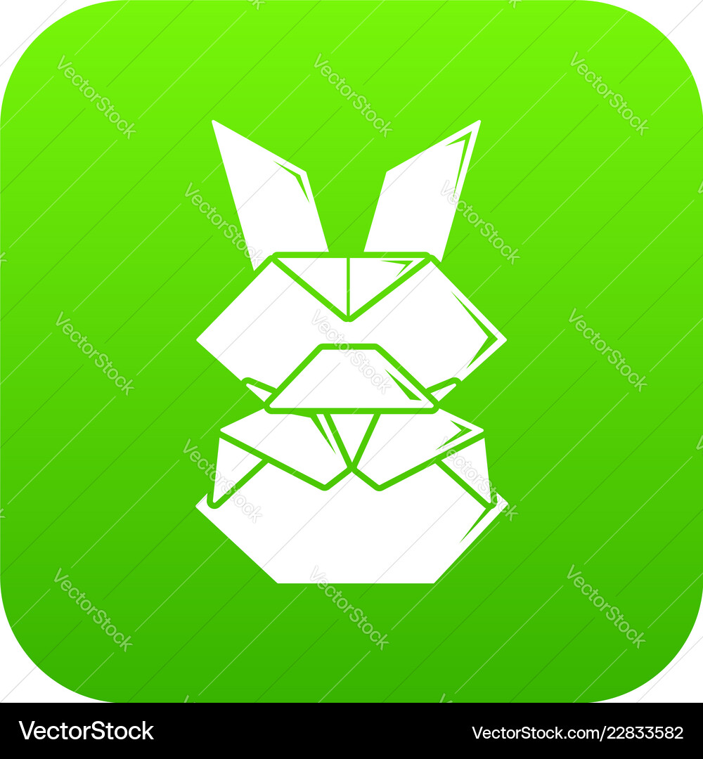 Origami bunny icon green Origami bunny icon green vector image