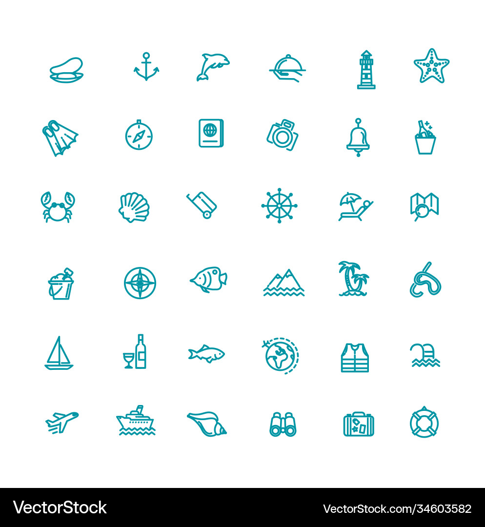 Outline web icon set - journey Outline web icon set - journey vector image