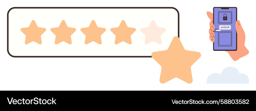 Rating system with stars and smartphone displaying Rating system with stars and smartphone displaying Vector Image