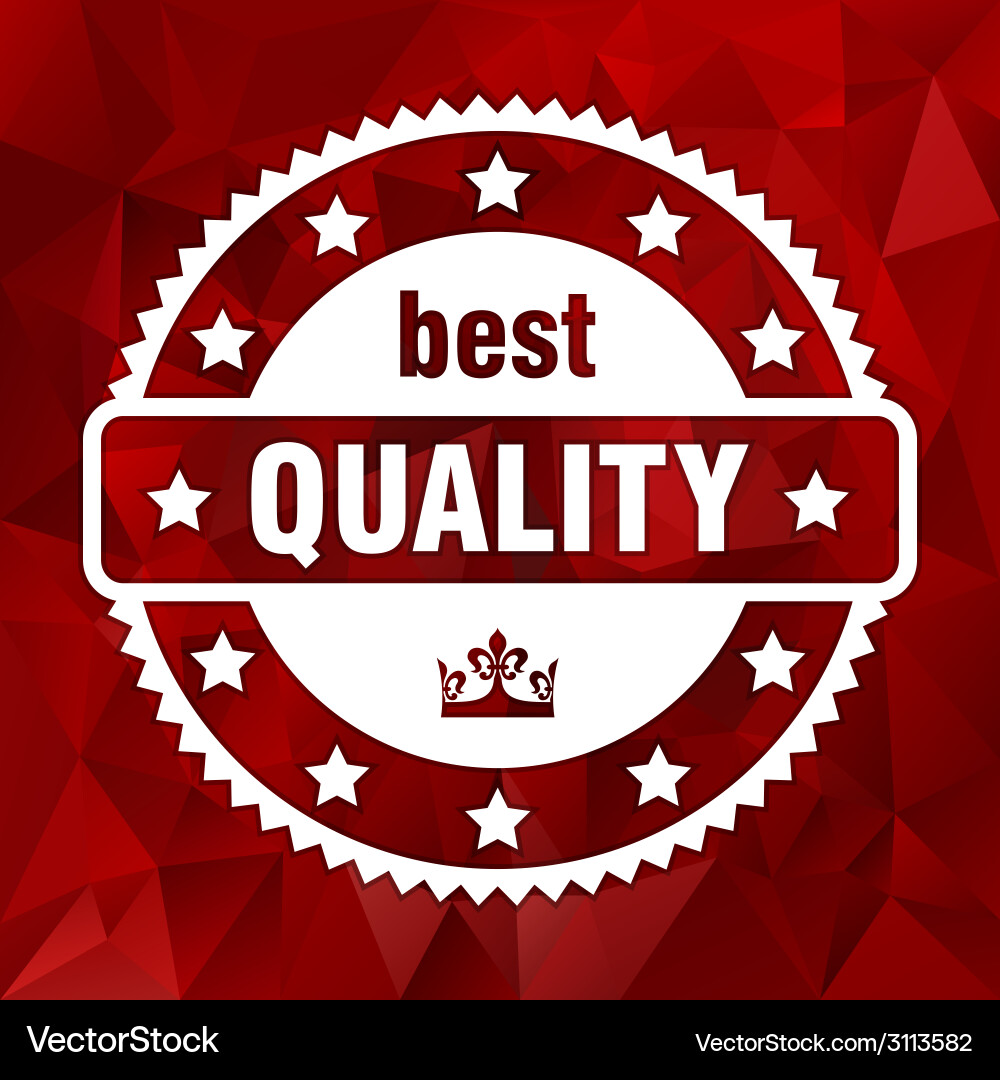 Red best quality stamp triangular background vector image