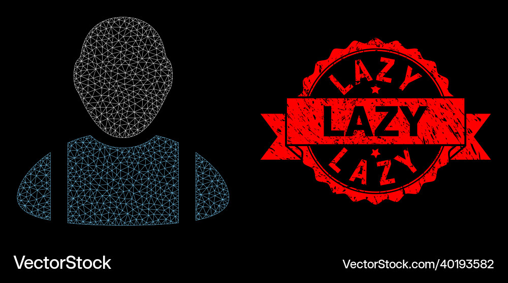 Rubber lazy stamp seal and web mesh worker Rubber lazy stamp seal and web mesh worker vector image