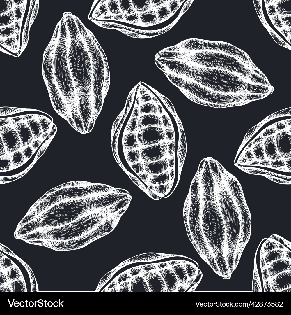 Seamless pattern with hand drawn chalk cocoa Seamless pattern with hand drawn chalk cocoa vector image