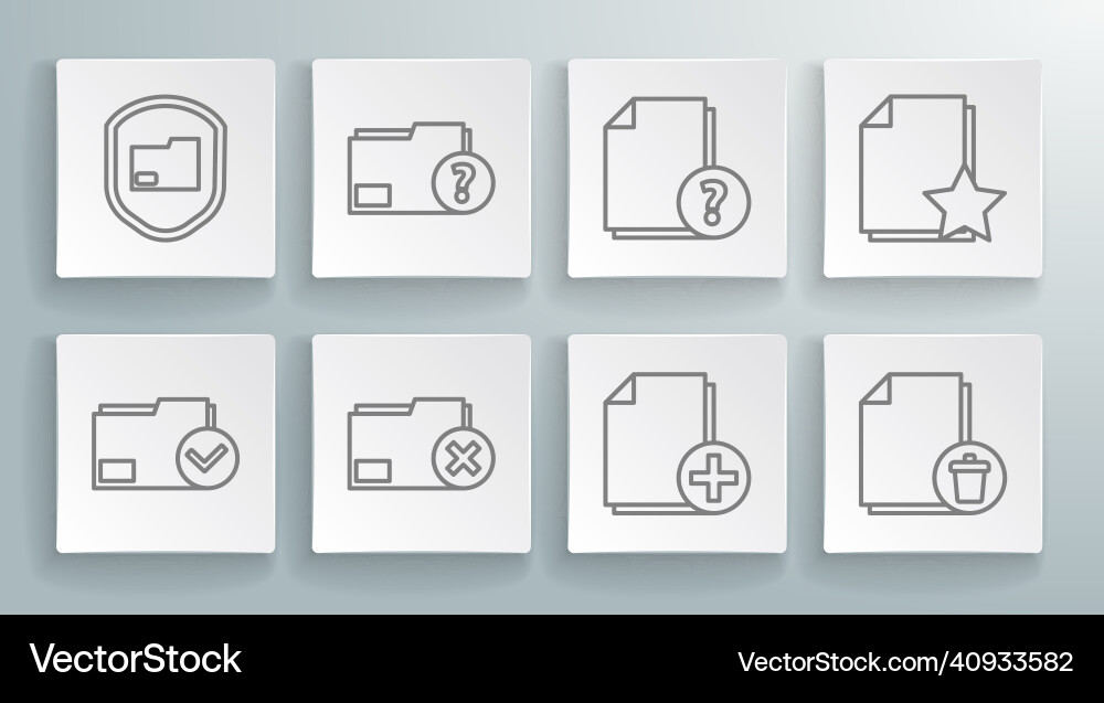 Set line document folder and check mark unknown Set line document folder and check mark unknown vector image