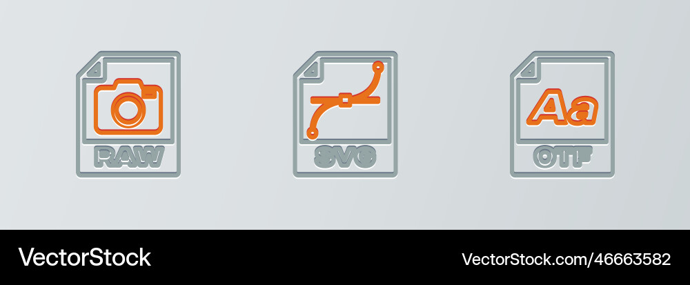 Set line otf file document raw and svg icon Set line otf file document raw and svg icon vector image