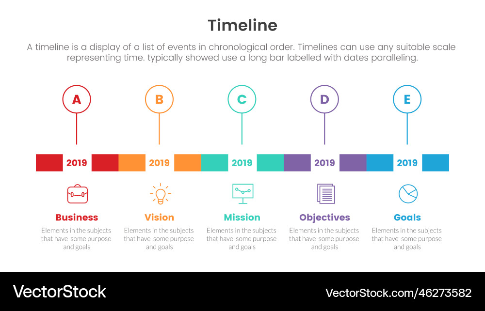 Timeline set of point infographic with rectangle Timeline set of point infographic with rectangle vector image