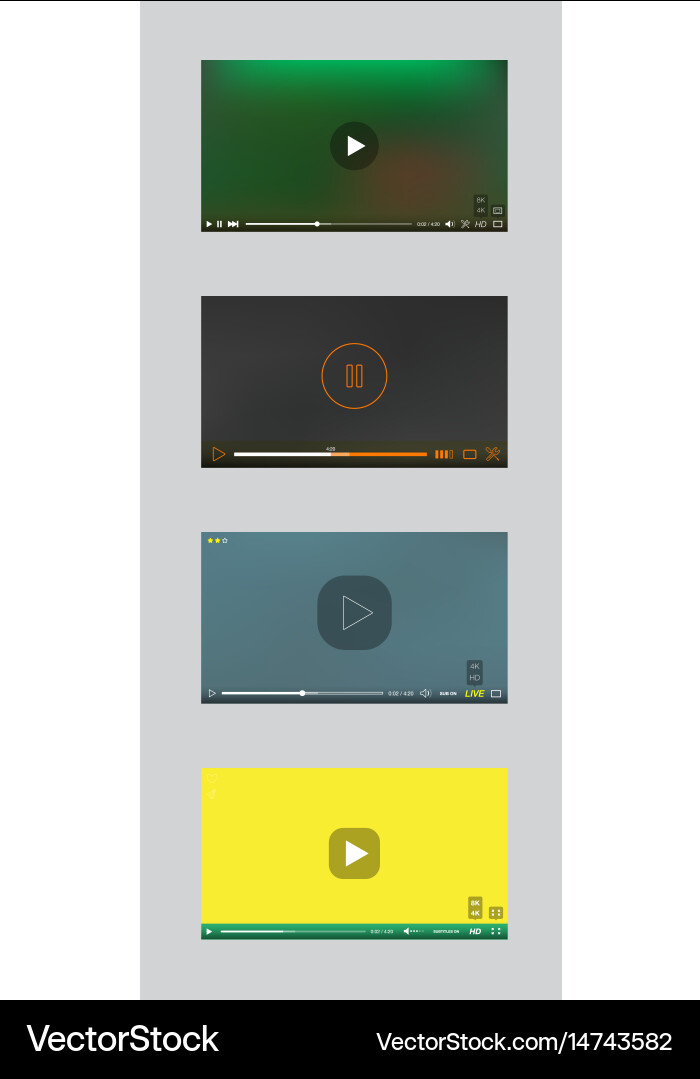 Video player window with menu and buttons panel vector image