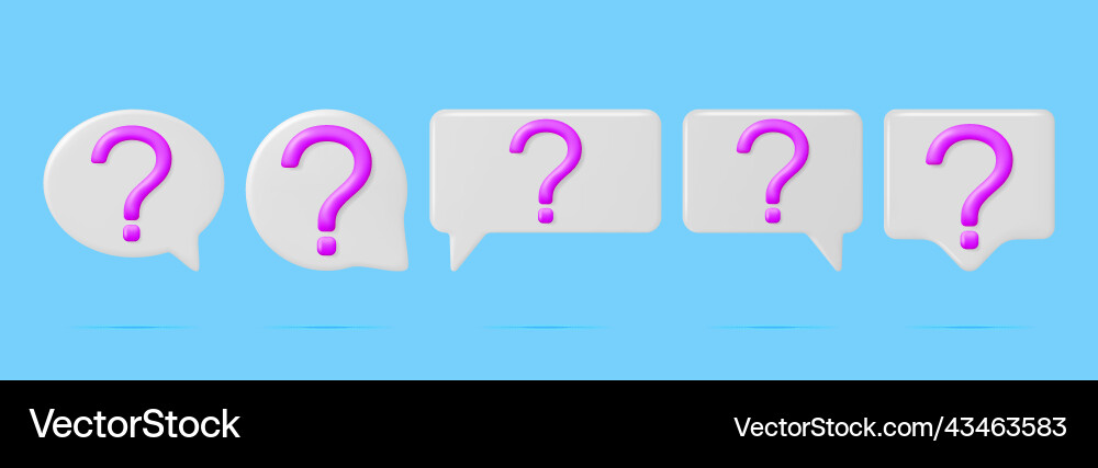 3d set of speech bubble with question mark 3d set of speech bubble with question mark vector image