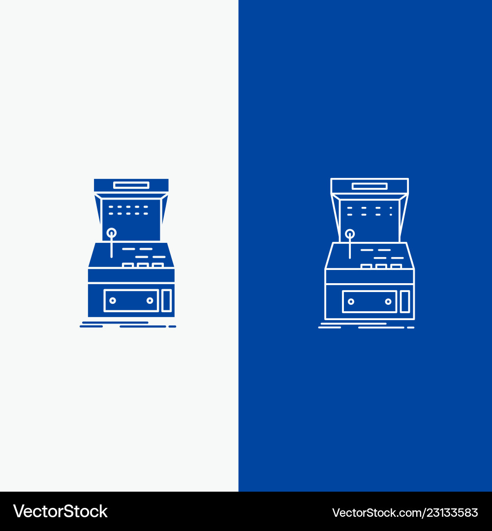 Arcade console game machine play line and glyph Arcade console game machine play line and glyph vector image