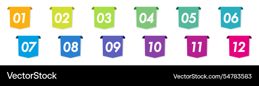 Bullet points numbers from 1 to 12 list markers Bullet points numbers from 1 to 12 list markers vector image