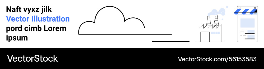 Cloud with factory emission and storefront display Cloud with factory emission and storefront display Vector Image