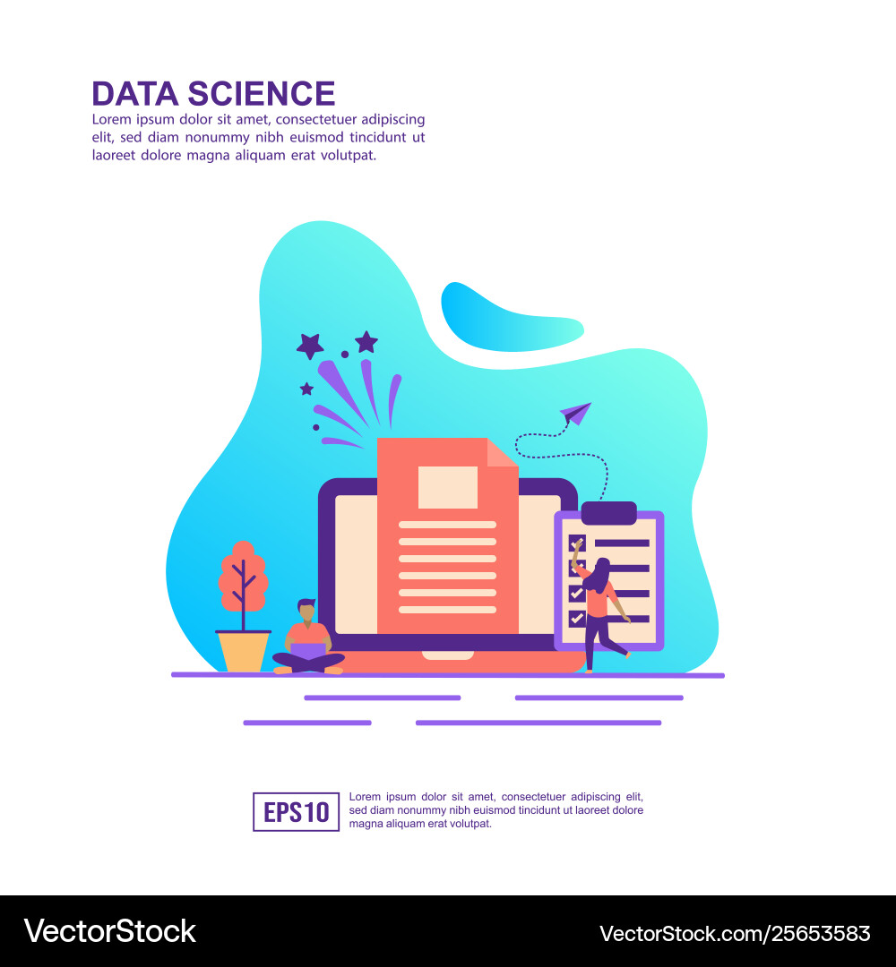 Concept data science modern conceptual Concept data science modern conceptual vector image