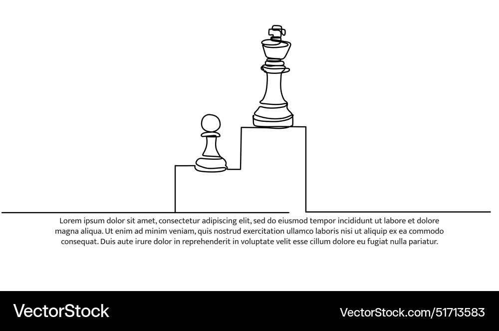 Continuous one line design of progress from pawn Vector Image