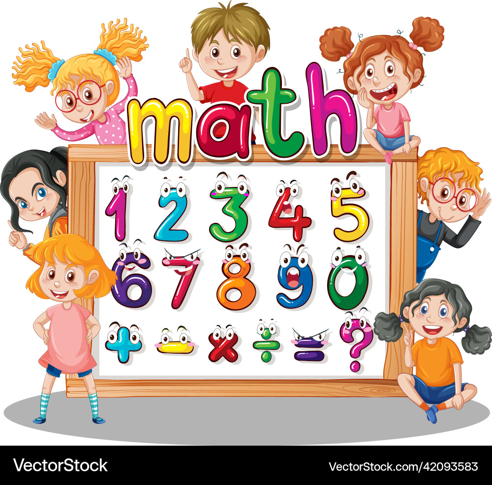 Counting number 0 to 9 and math symbols Counting number 0 to 9 and math symbols vector image