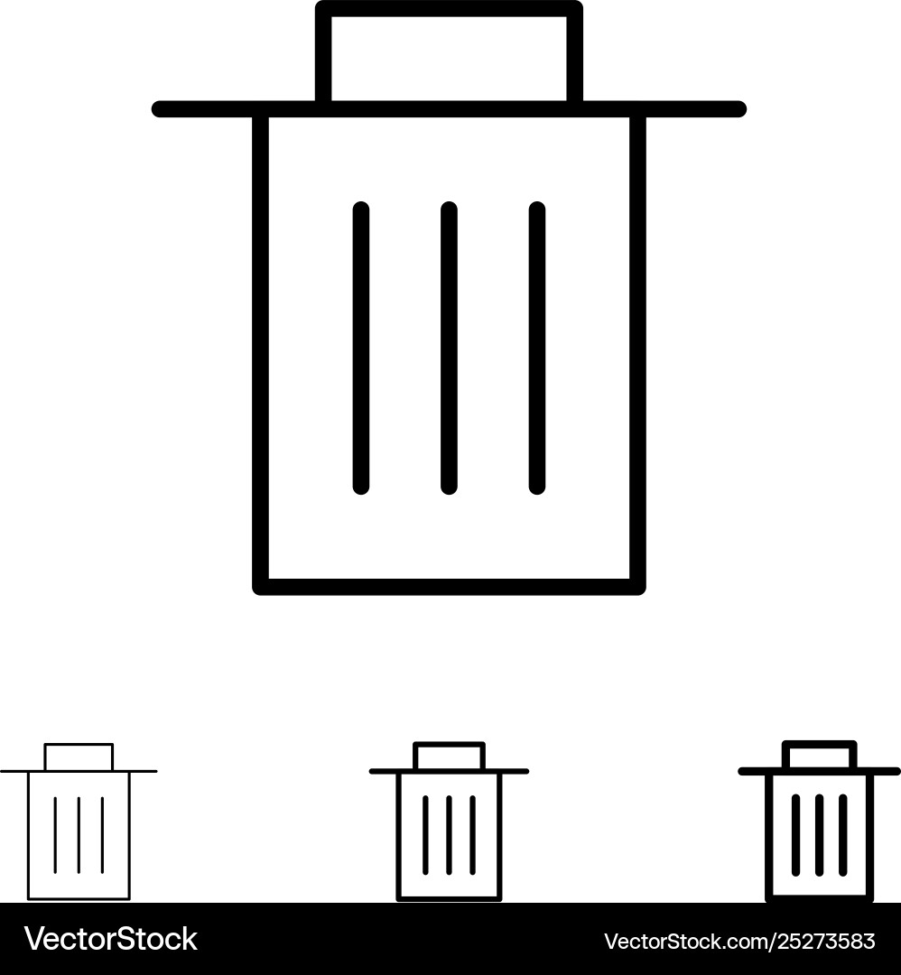 Delete interface trash user bold and thin black Delete interface trash user bold and thin black vector image