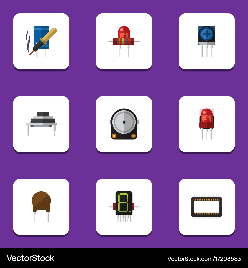 Flat icon technology set of transducer triode vector image