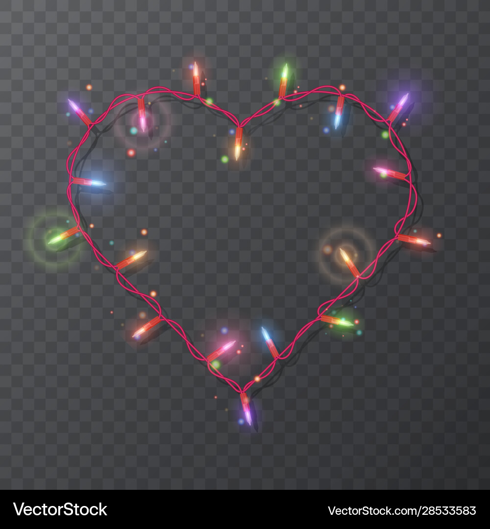 Frame in form heart with realistic lights Frame in form heart with realistic lights vector image