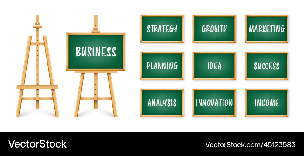 Green chalkboard on wooden easel blackboard Green chalkboard on wooden easel blackboard vector image