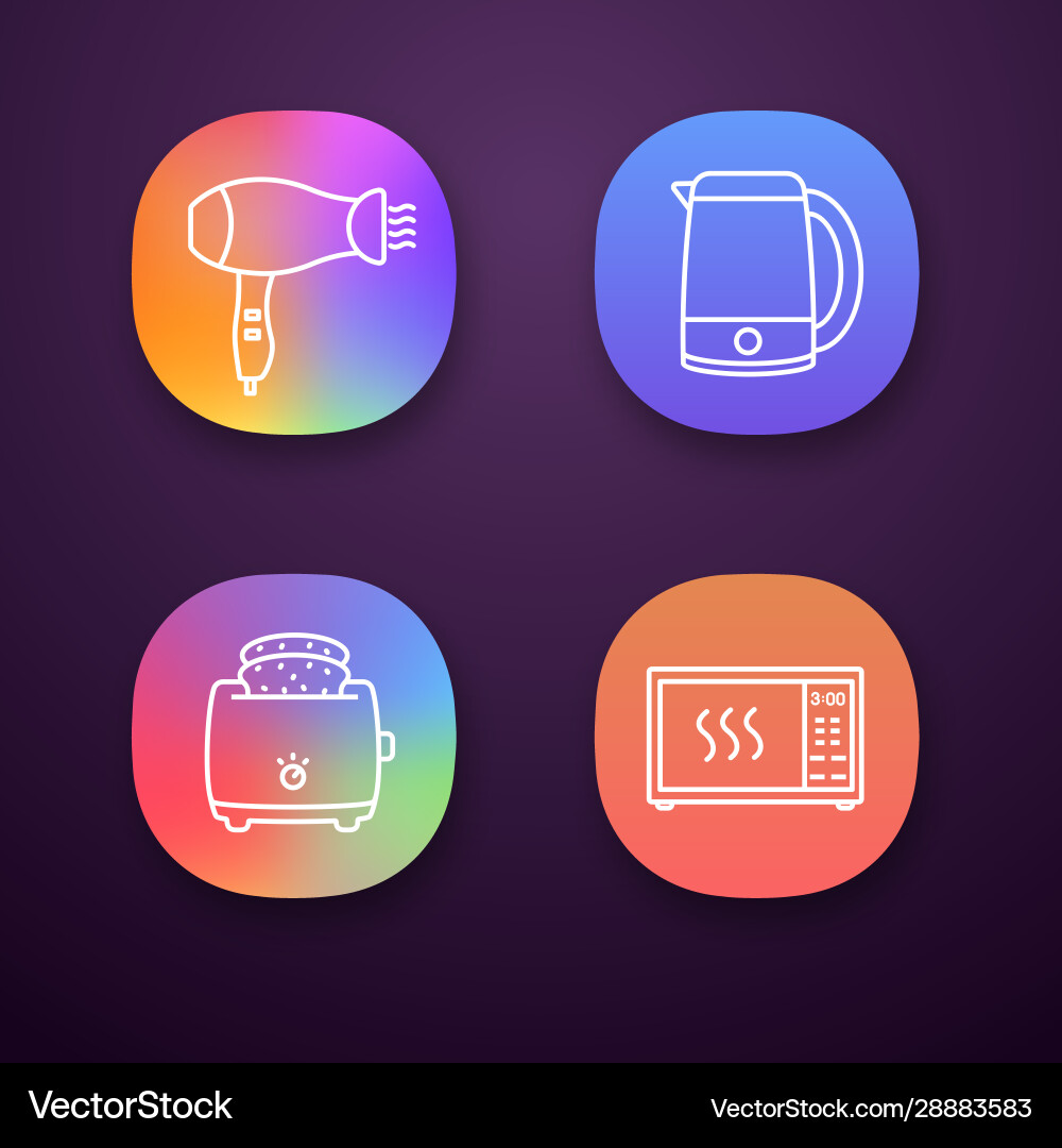 Household appliance app icons set Vector Image