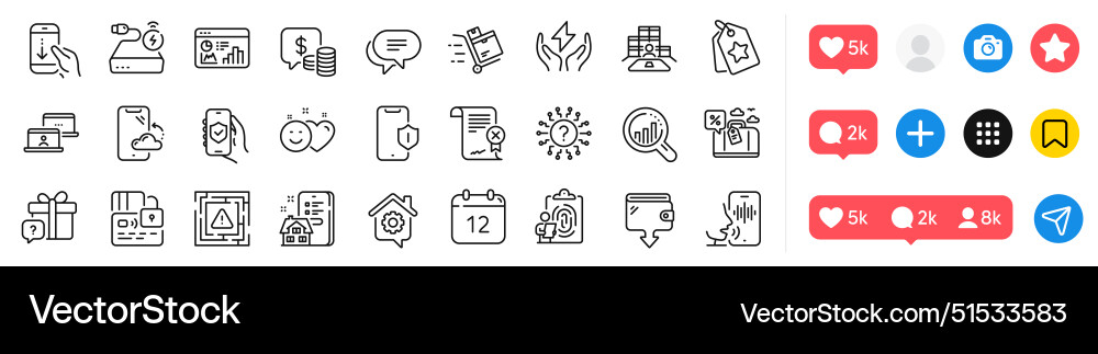 Inventory scroll down and coins line icons pack Inventory scroll down and coins line icons pack vector image