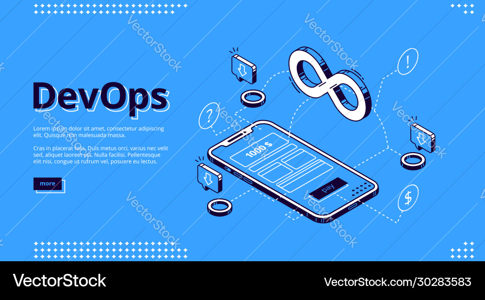 Landing page devops development operations Landing page devops development operations vector image