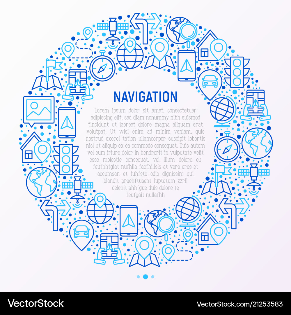 Navigation and direction concept in circle vector image
