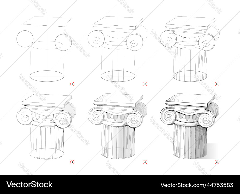 Page shows how to learn draw sketch of antique Page shows how to learn draw sketch of antique vector image