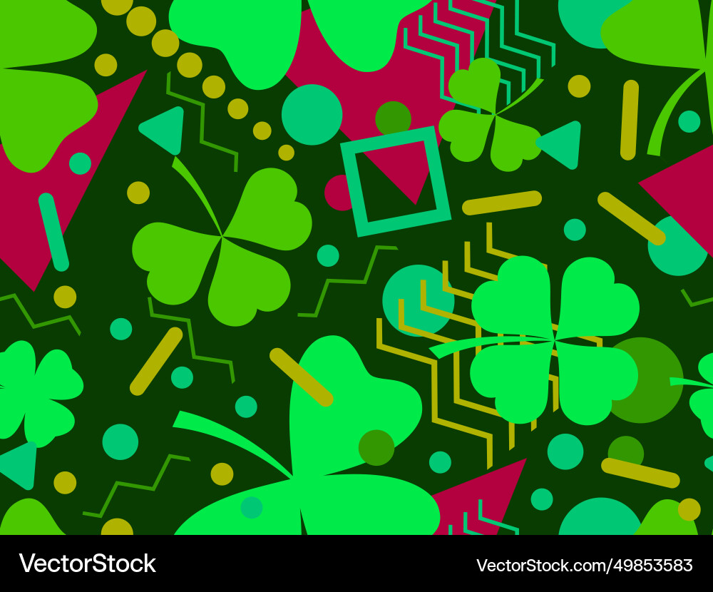 Seamless pattern with clover and geometric shapes Vector Image