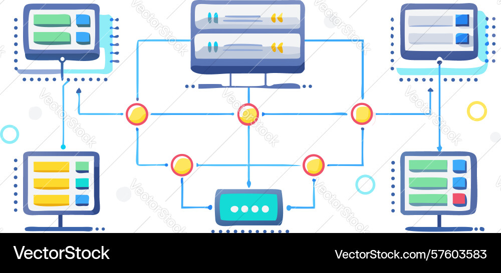 Server data center network diagram design vector image