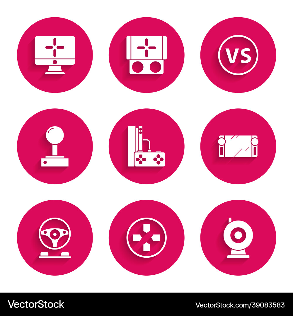 Set game console with joystick gamepad web Set game console with joystick gamepad web vector image