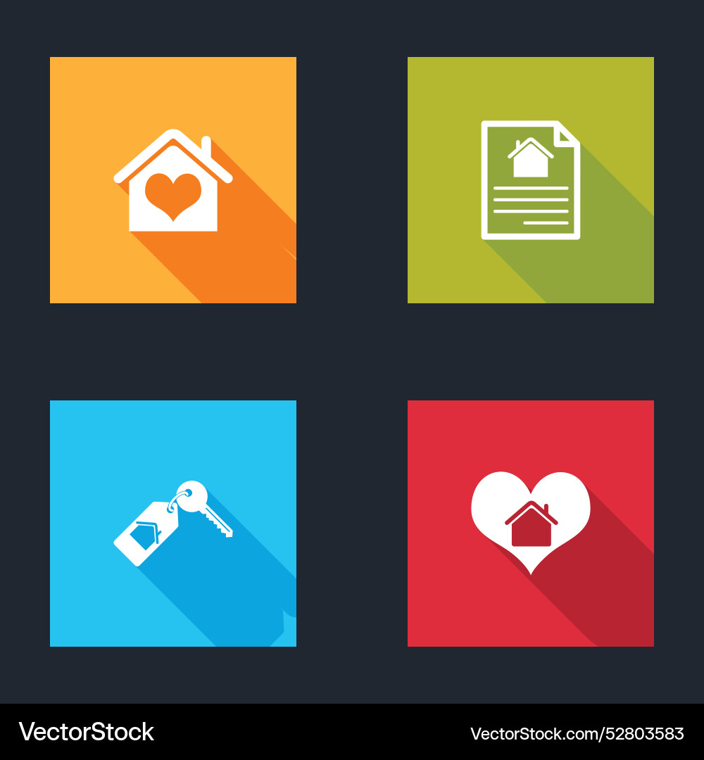 Set house with heart shape contract key and icon Vector Image