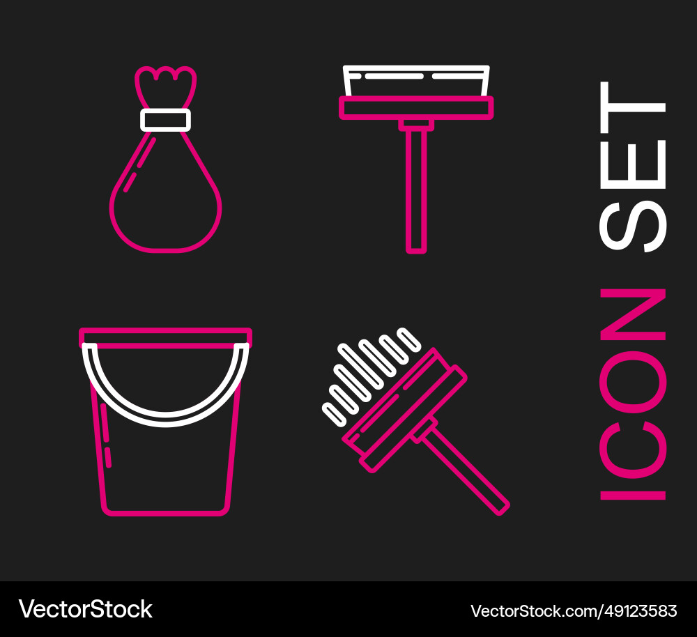 Set line squeegee scraper wiper bucket Set line squeegee scraper wiper bucket vector image