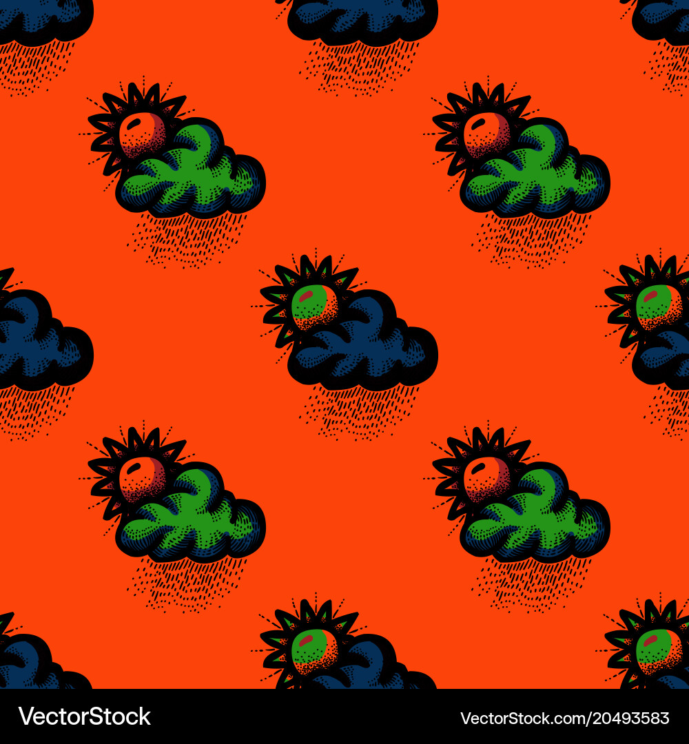 Sun and clouds seamless pattern Vector Image