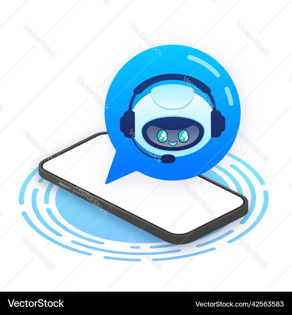 Support bot ai assistant flat icon with blue Support bot ai assistant flat icon with blue vector image