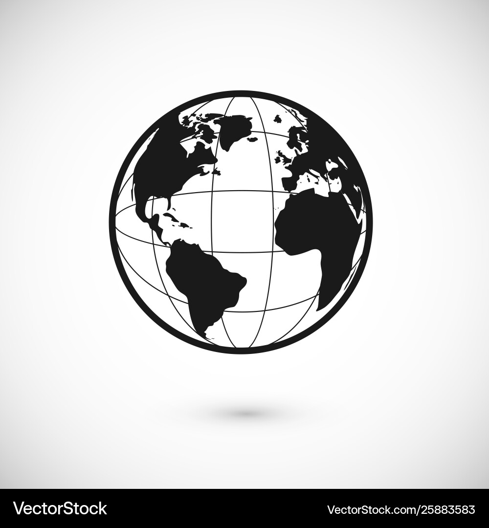 World Globe Icon - Earth Symbol Vector Image