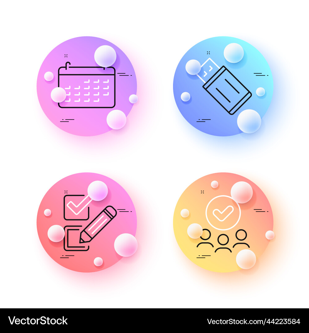 Approved group checkbox and usb flash minimal Vector Image