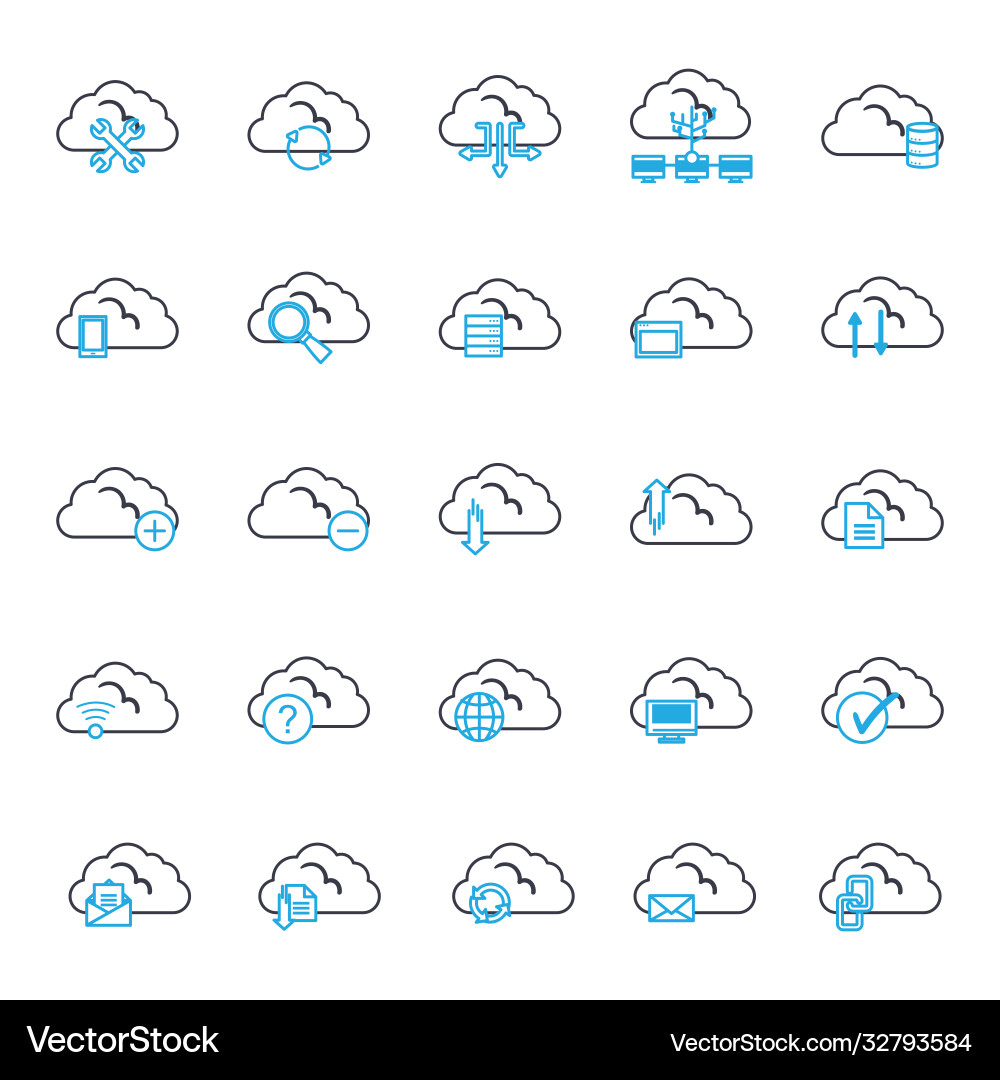 Cloud computing line style icon set design Cloud computing line style icon set design vector image