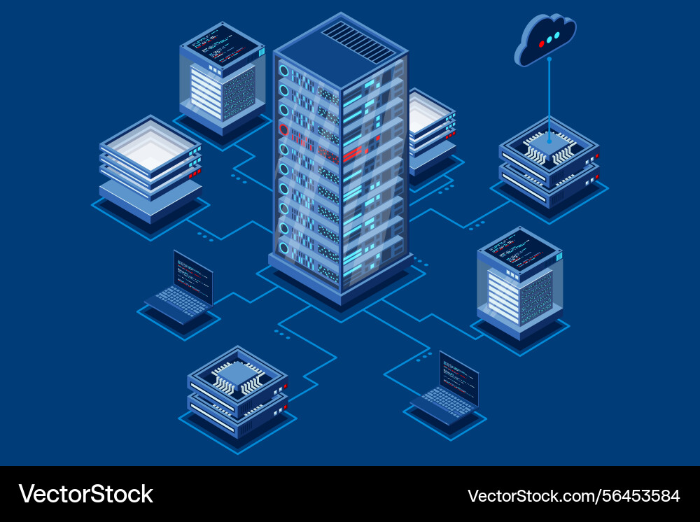 Computation of big data center cloud computing Computation of big data center cloud computing vector image