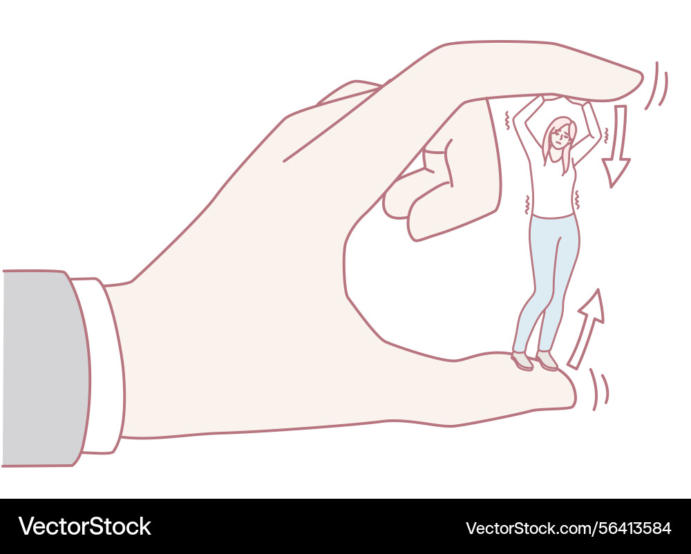 Concept of control a hand manipulating tiny Concept of control a hand manipulating tiny vector image