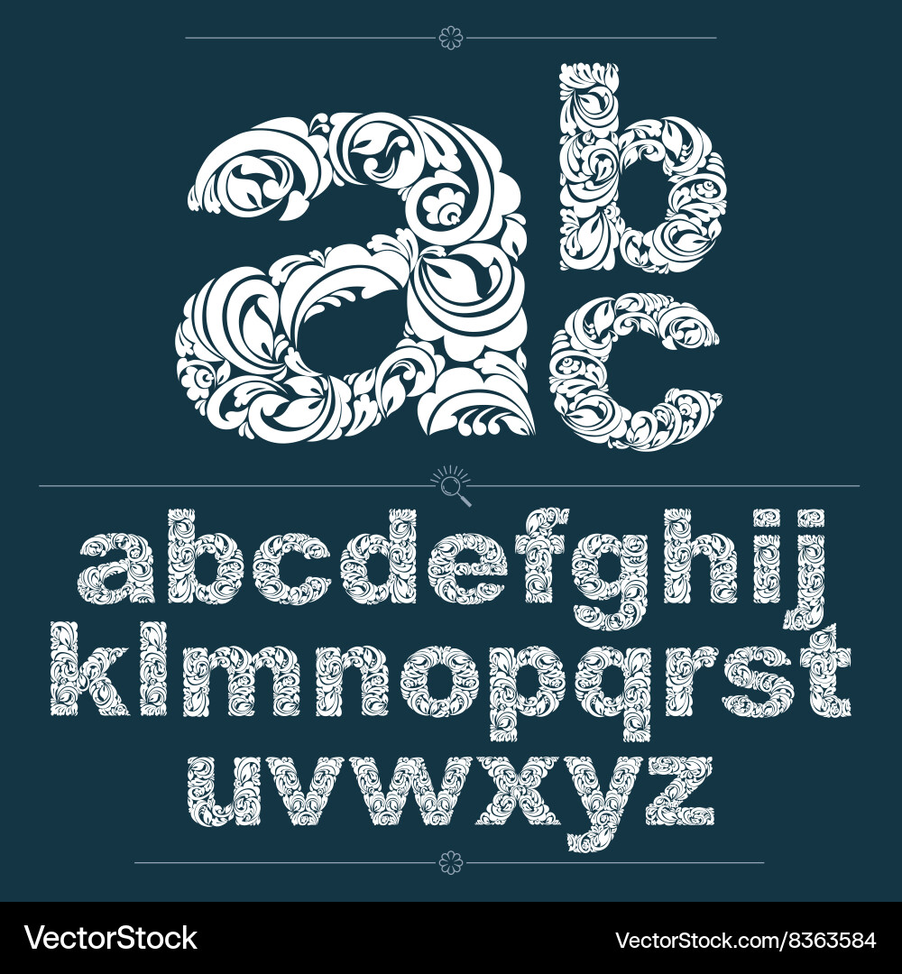 Ecology style flowery font typeset made using vector image