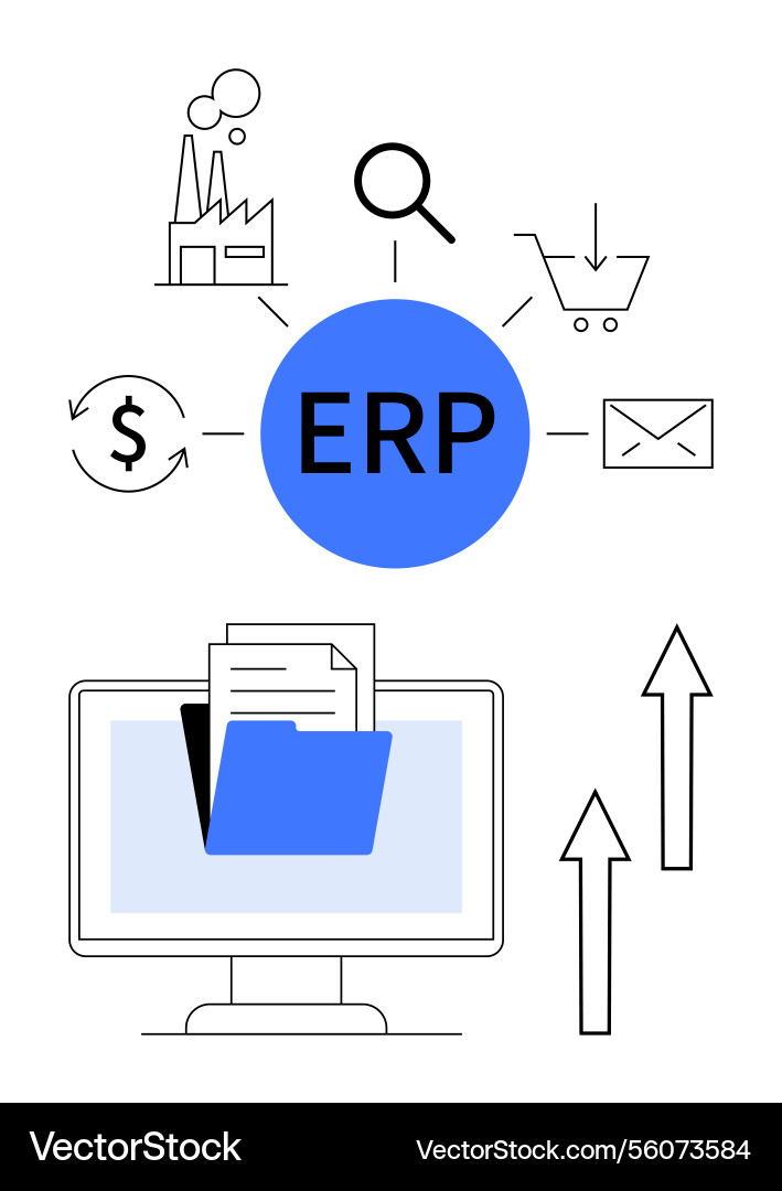Erp system integrating business processes Erp system integrating business processes vector image