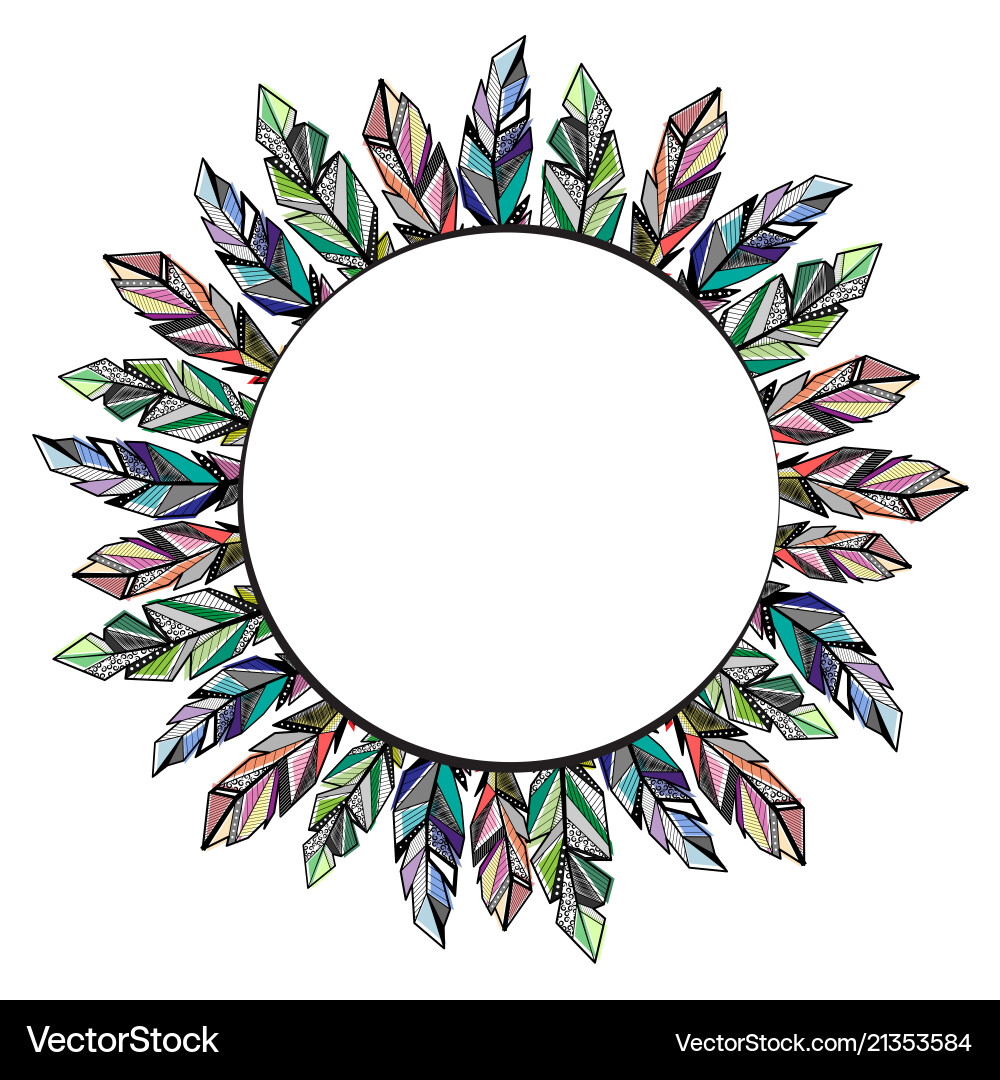 Feathers circle frame background Feathers circle frame background vector image