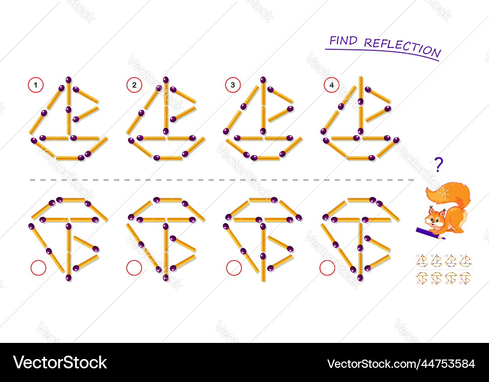 Logic puzzle game for kids need to find correct Logic puzzle game for kids need to find correct vector image